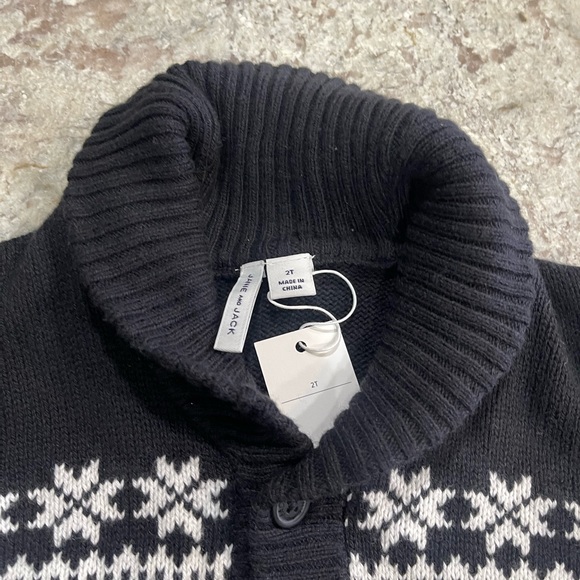 Janie and Jack 2T Navy Blue Polar Bear Fair Isle Button Up Cardigan NEW - Picture 3 of 5